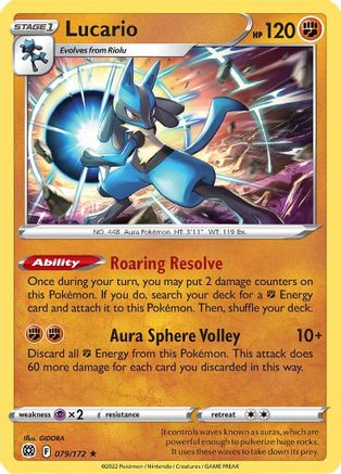 Lucario 079  - Reverse Holofoil SWSH09 Brilliant Stars - Holo Rare
