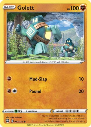 Golett 082  - Reverse Holofoil SWSH09 Brilliant Stars - Common