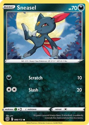 Sneasel 086  - Reverse Holofoil SWSH09 Brilliant Stars - Common