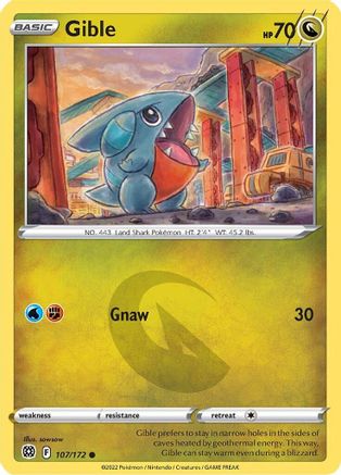 Gible 107  - Reverse Holofoil SWSH09 Brilliant Stars - Common