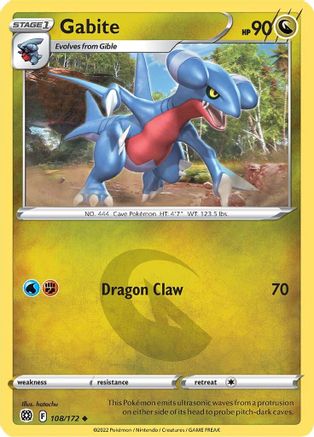 Gabite 108  - Reverse Holofoil SWSH09 Brilliant Stars - Uncommon