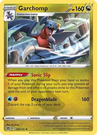 Garchomp 109  - Reverse Holofoil SWSH09 Brilliant Stars - Holo Rare