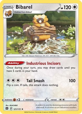 Bibarel 121  - Holofoil SWSH09 Brilliant Stars - Holo Rare