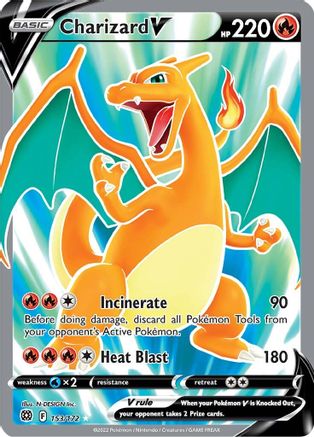 Charizard V (Full Art) 153  - Holofoil SWSH09 Brilliant Stars - Ultra Rare