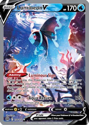 Lumineon V (Alternate Full Art) 156  - Holofoil SWSH09 Brilliant Stars - Ultra Rare