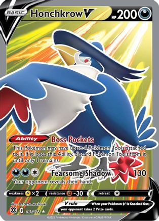 Honchkrow V (Full Art) 161  - Holofoil SWSH09 Brilliant Stars - Ultra Rare