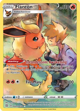 Flareon TG01  - Holofoil SWSH09 Brilliant Stars Trainer Gallery - Ultra Rare