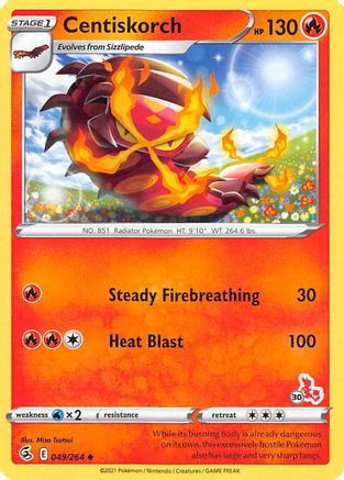 Centiskorch - 049/264 (#30 Cinderace Stamped)/264  Battle Academy 2022 - Promo