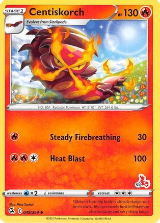 Centiskorch - 049/264 (#51 Cinderace Stamped)/264  Battle Academy 2022 - Promo