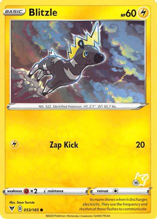 Blitzle - 053/185 (#15 Pikachu Stamped)/185  Battle Academy 2022 - Promo