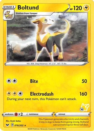 Boltund (#16 Pikachu Stamped) 076/202  Battle Academy 2022 - Promo