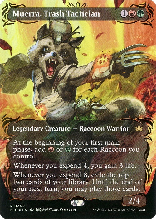 Muerra, Trash Tactician (Borderless) (Raised Foil) (BLB-352) - Bloomburrow: (Showcase) Foil