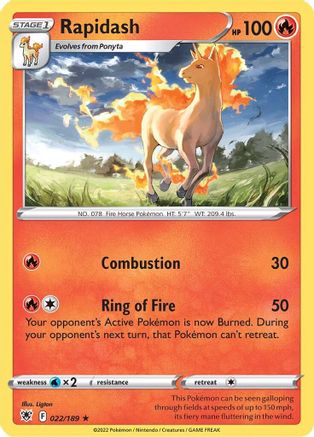 Rapidash 022  - Reverse Holofoil SWSH10 Astral Radiance - Rare