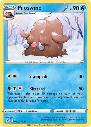 Piloswine 032  - Reverse Holofoil SWSH10 Astral Radiance - Uncommon