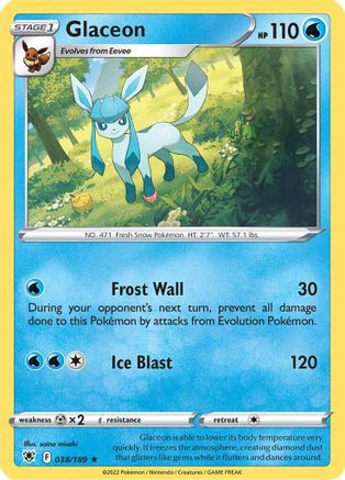 Glaceon 038  - Reverse Holofoil SWSH10 Astral Radiance - Rare