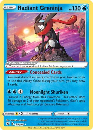 Radiant Greninja 046  - Holofoil SWSH10 Astral Radiance - Radiant Rare