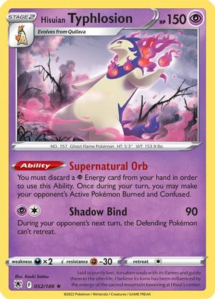 Hisuian Typhlosion 052  - Holofoil SWSH10 Astral Radiance - Holo Rare