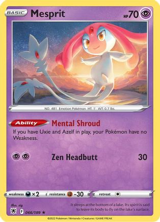 Mesprit 066  - Reverse Holofoil SWSH10 Astral Radiance - Holo Rare