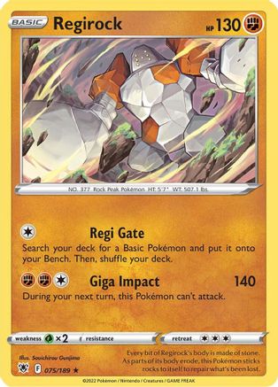 Regirock 075  - Reverse Holofoil SWSH10 Astral Radiance - Rare