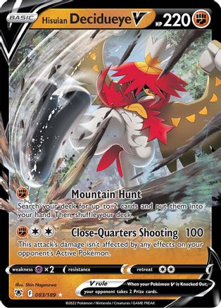 Hisuian Decidueye V 083  - Holofoil SWSH10 Astral Radiance - Ultra Rare