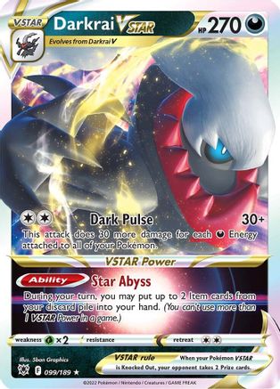 Darkrai VSTAR 099  - Holofoil SWSH10 Astral Radiance - Ultra Rare