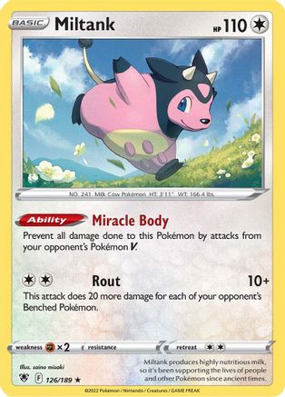 Miltank 126  - Reverse Holofoil SWSH10 Astral Radiance - Holo Rare
