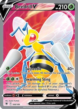 Beedrill V (Full Art) 160  - Holofoil SWSH10 Astral Radiance - Ultra Rare