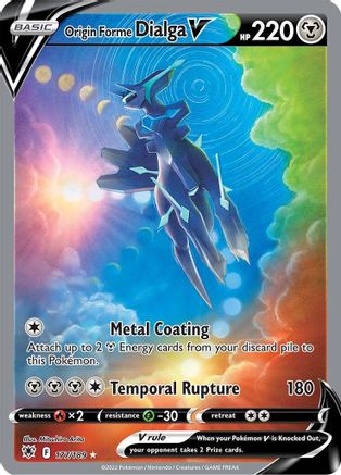 Origin Forme Dialga V (Alternate Full Art) 177  - Holofoil SWSH10 Astral Radiance - Ultra Rare