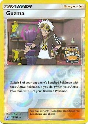 Guzma - 115/147 (Regional Championships) [Staff]/147  - Reverse Holofoil League & Championship Cards - Promo