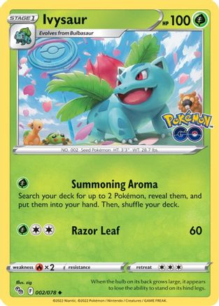 Ivysaur 002  - Reverse Holofoil Pokemon GO - Uncommon