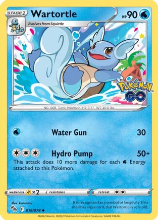 Wartortle 016  - Reverse Holofoil Pokemon GO - Uncommon