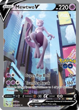 Mewtwo V (Alternate Full Art) 072  - Holofoil Pokemon GO - Ultra Rare