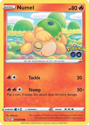 Numel 013  - Reverse Holofoil Pokemon GO - Common