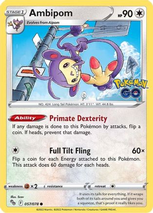 Ambipom 057  - Reverse Holofoil Pokemon GO - Common