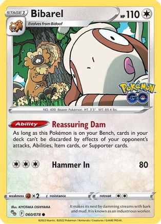 Bibarel 060  - Reverse Holofoil Pokemon GO - Common