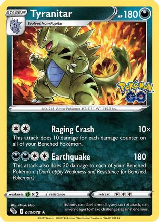 Tyranitar 043  - Holofoil Pokemon GO - Holo Rare