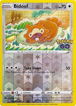 Bidoof (Peelable Ditto) 059  - Reverse Holofoil Pokemon GO - Common