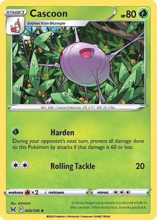 Cascoon 009  - Reverse Holofoil SWSH11 Lost Origin - Uncommon