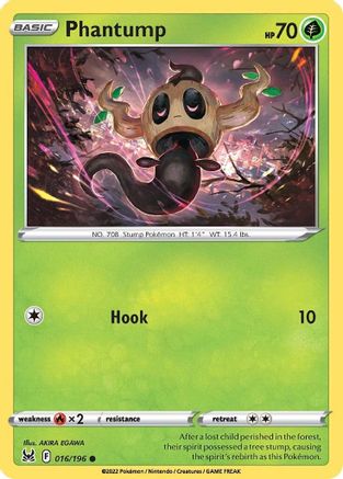 Phantump 016  - Reverse Holofoil SWSH11 Lost Origin - Common