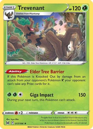 Trevenant 017  - Holofoil SWSH11 Lost Origin - Holo Rare