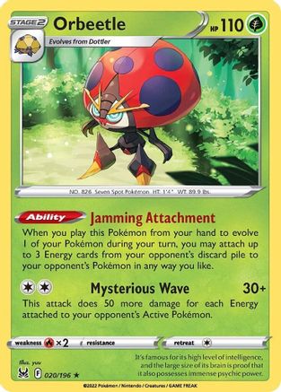 Orbeetle 020  - Holofoil SWSH11 Lost Origin - Holo Rare
