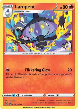 Lampent 025  - Reverse Holofoil SWSH11 Lost Origin - Uncommon