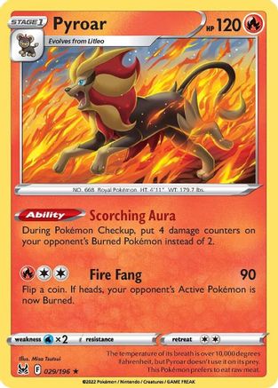 Pyroar 029  - Reverse Holofoil SWSH11 Lost Origin - Holo Rare