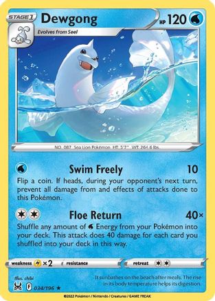 Dewgong 034  SWSH11 Lost Origin - Rare