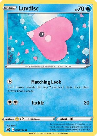 Luvdisc 038  - Reverse Holofoil SWSH11 Lost Origin - Common