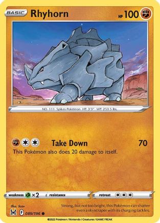 Rhyhorn 089  SWSH11 Lost Origin - Common