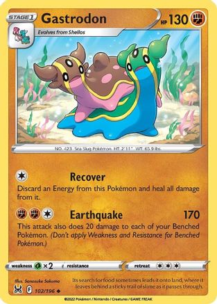 Gastrodon 102  - Reverse Holofoil SWSH11 Lost Origin - Uncommon