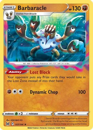 Barbaracle 107  - Reverse Holofoil SWSH11 Lost Origin - Holo Rare