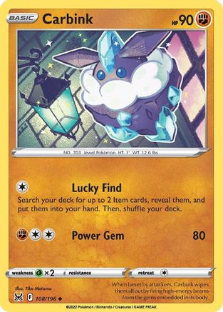 Carbink 108  - Reverse Holofoil SWSH11 Lost Origin - Uncommon