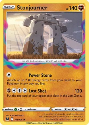 Stonjourner 111  - Reverse Holofoil SWSH11 Lost Origin - Rare